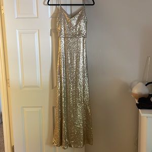 Gold sequins bridesmaids dress